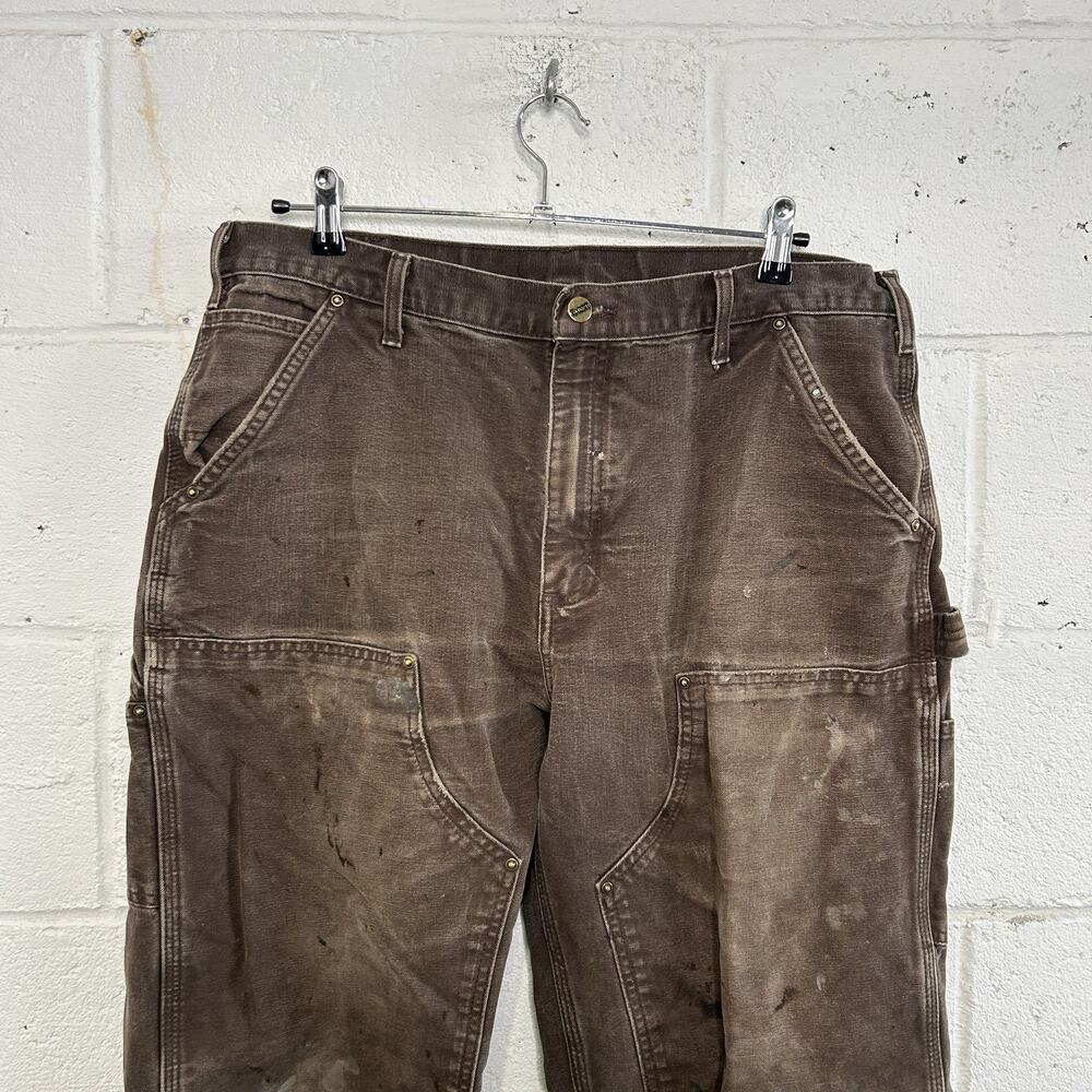 Thrashed Carhartt DoubleKnee Pants “Dark Brown” B136 DKB - Picture 2 of 8